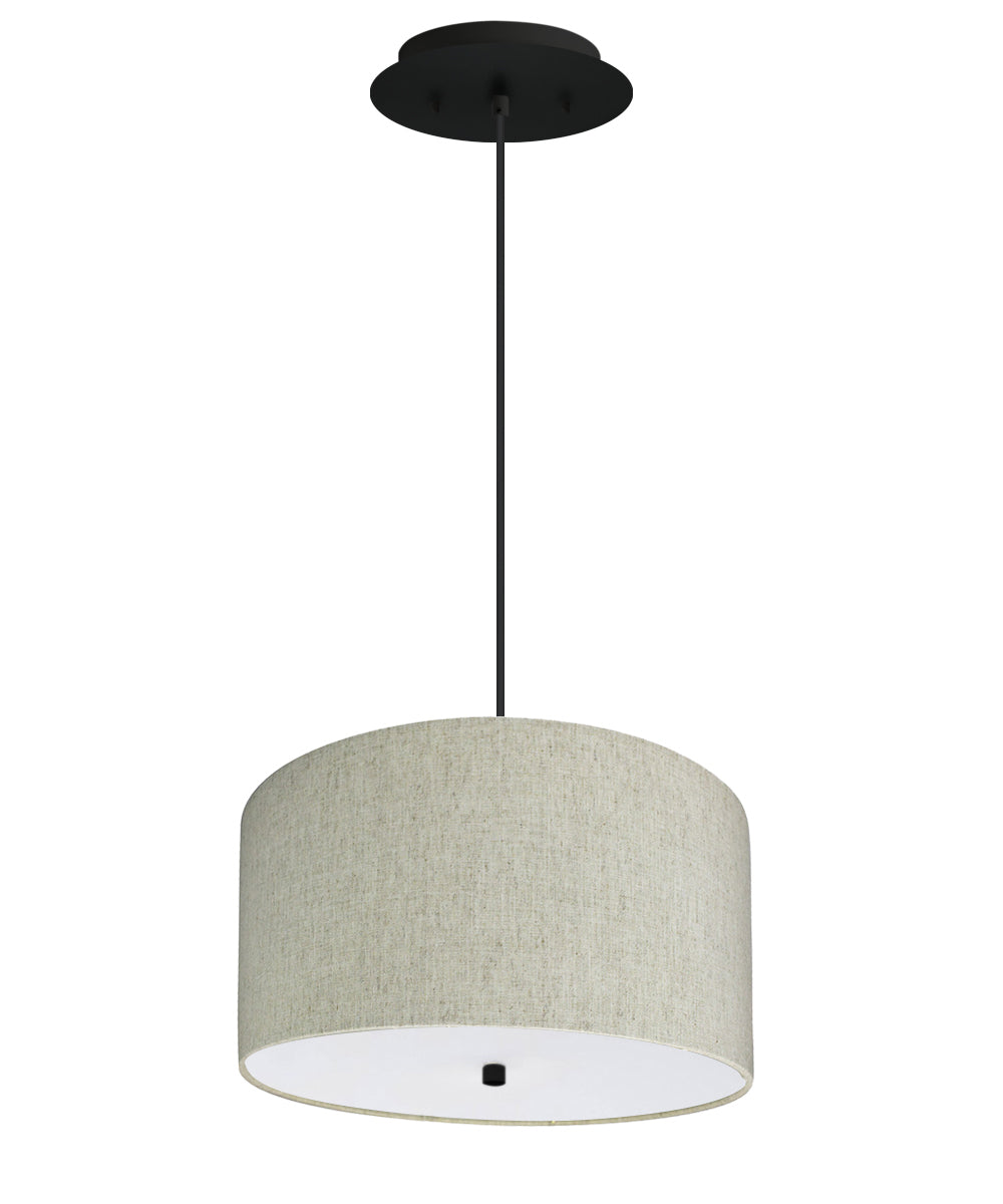 14W 2-Light Modern Pendant Lighting with Textured Oatmeal Shade & Diffuser - Black Cord for Kitchen Island, Dining Room, or Bedroom Lighting