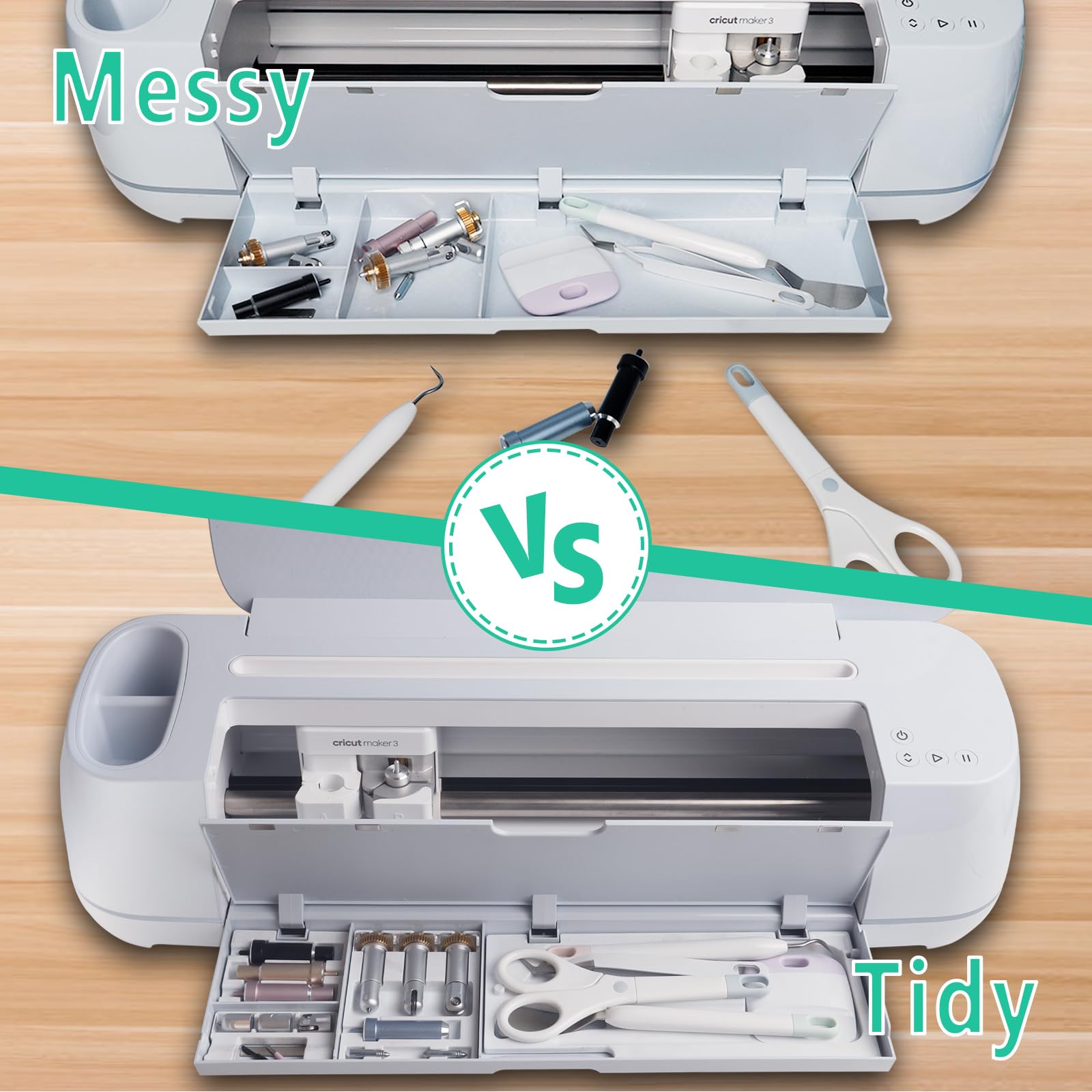 TVIOX Tool Storage Insert Organizer for Cricut Maker 3 & Maker - Drawer Weeding Tools Kit Tray with Quick-Swap Blades Housing - White (Perfect for Craft Room Organization & DIY Projects)