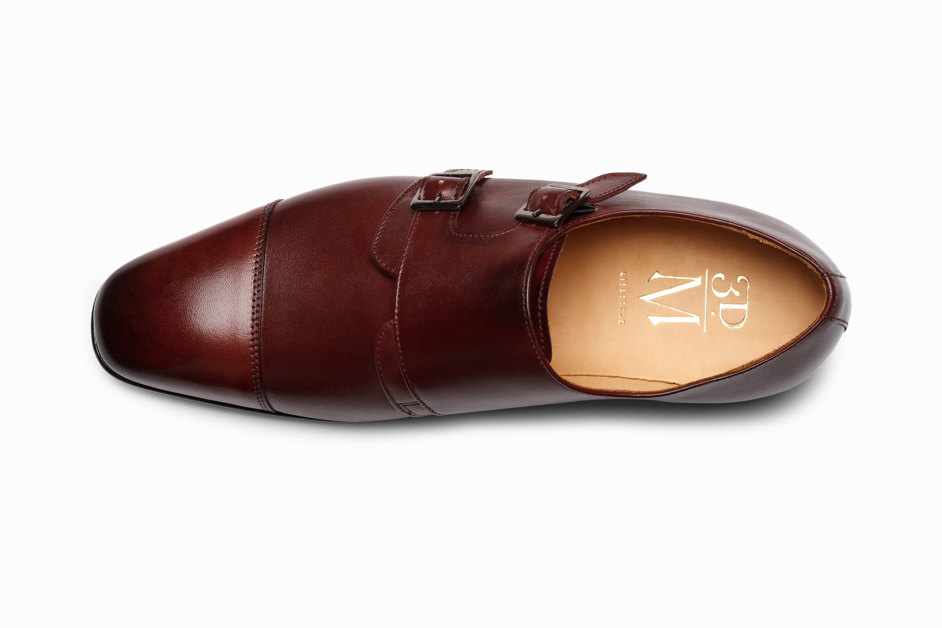 Premium Burgundy Off-Centered Double Monk Strap Dress Shoes for Men - Elegant Formal & Business Attire for Weddings, Office & Special Occasions