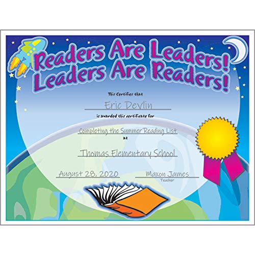 Jones School Supply - 500 Pack Readers are Leaders Certificates - Vibrant Color Awards for Classroom, Student Recognition & Motivation