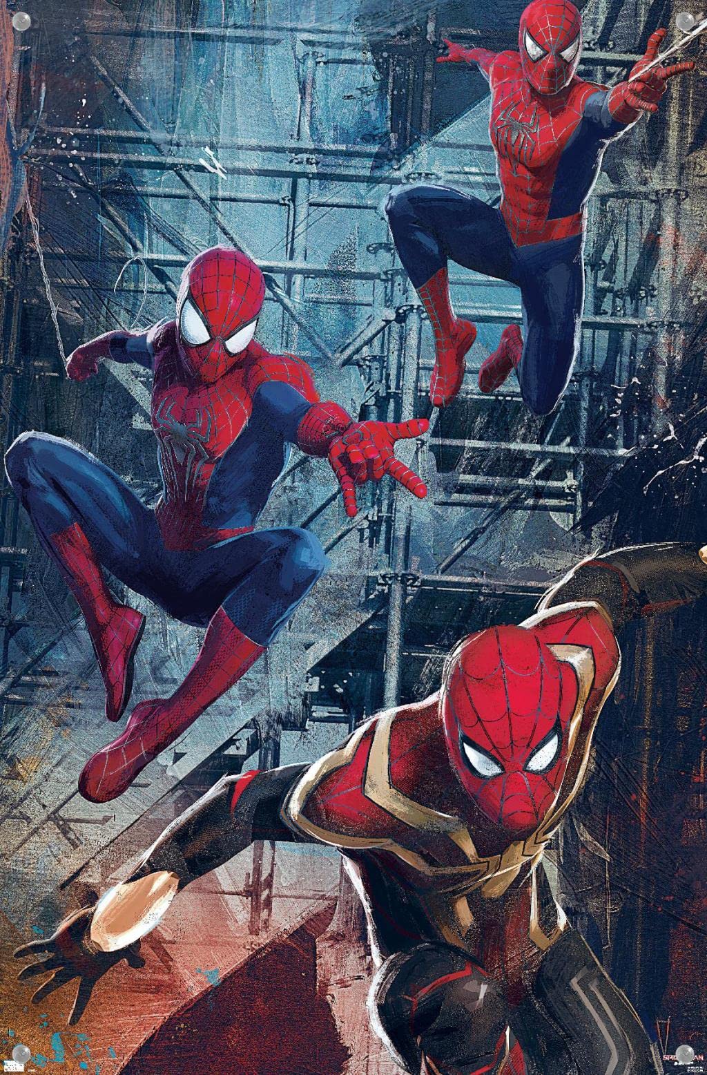 Marvel Spider-Man: No Way Home - Trio Wall Poster Set with Push Pins | Official Licensed Movie Decor for Bedroom, Living Room & Office | Perfect Gift for Marvel Fans