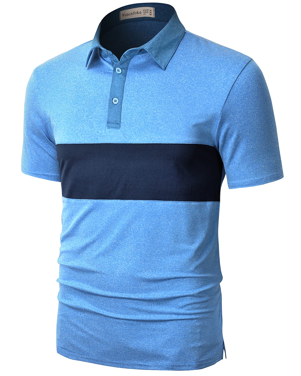 Wancafoke Men's Short Sleeve Polo Shirt - Moisture Wicking Golf Shirt with Collar - Breathable Performance T-Shirt for Casual Wear & Sports Activities