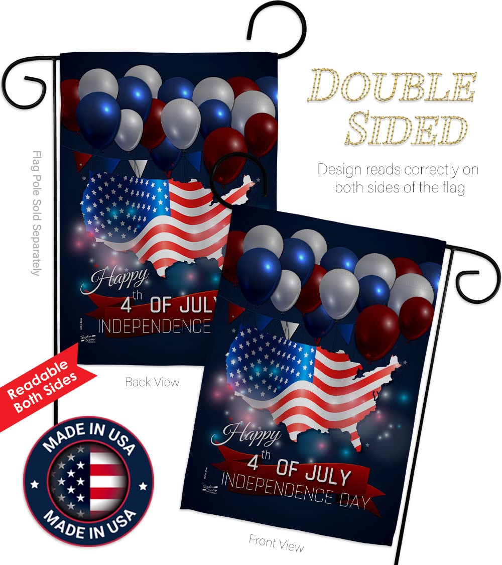 July 4th Garden Flag Set with Stand - Patriotic American Decor for BBQ & Yard
