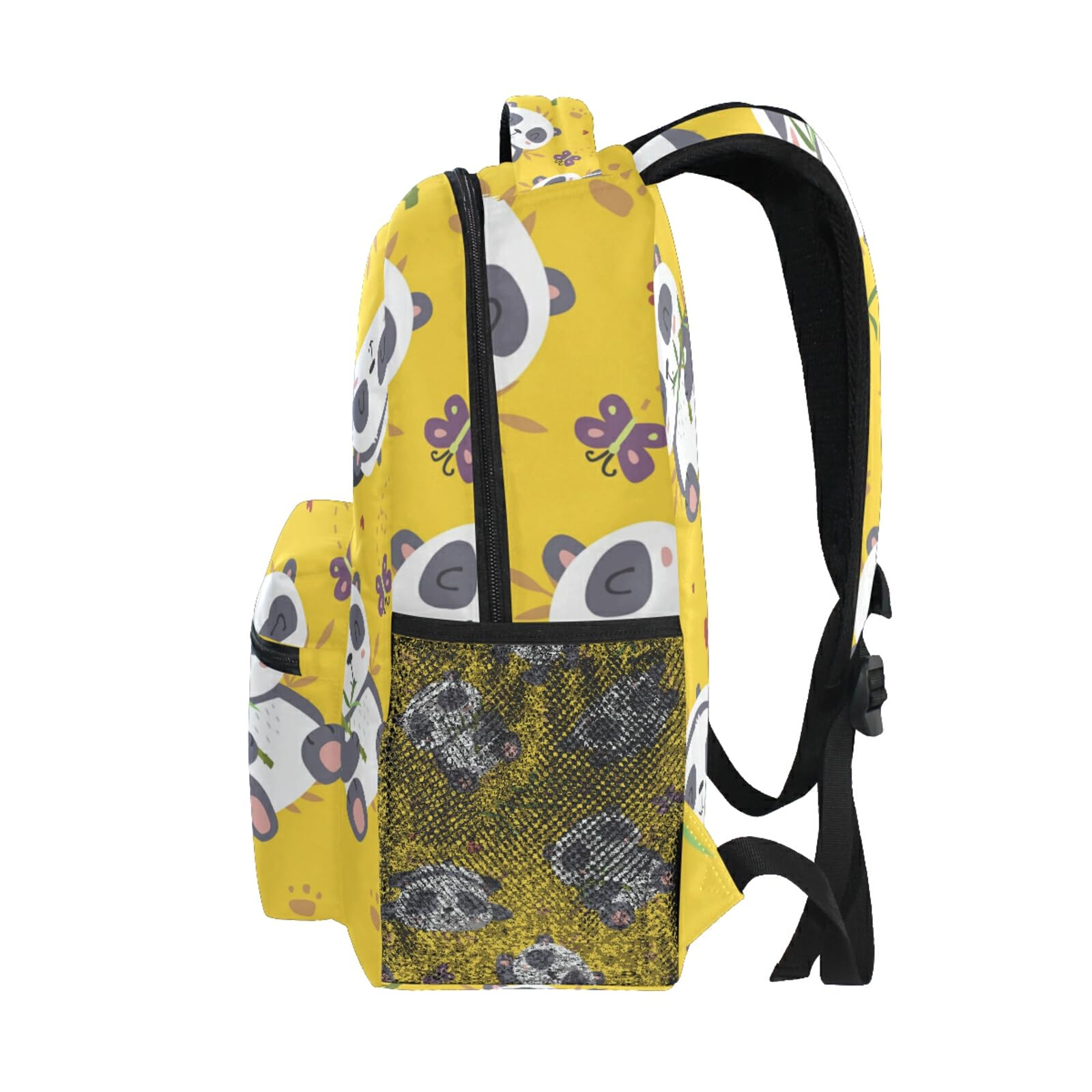 Qilmy Panda Backpack for Girls - Cute School Bookbag with Laptop Compartment, Lightweight Travel Daypack for Students (Yellow) - Perfect for School, College, Travel & Daily Use