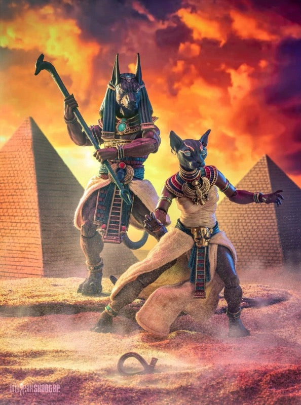 Mythic Legions 1/12 Scale 7-Inch Action Figure - Ancient Egyptian Gods Bastet & Anubis Collectible for Display & Role-Playing Scenes