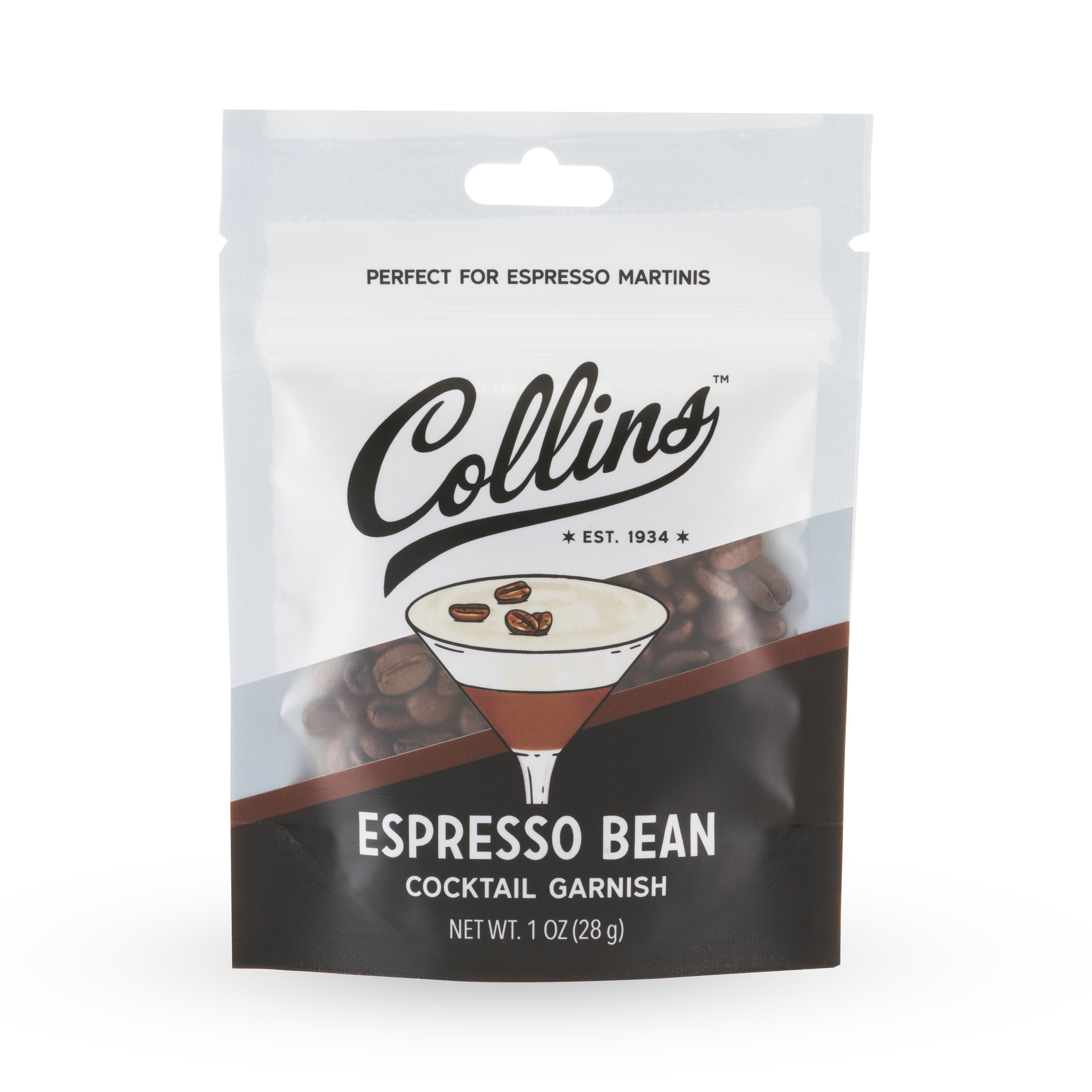 Premium Espresso Bean Cocktail Garnish - 1 oz Bag | Gourmet Coffee Garnish for Martinis, Desserts & Cocktail Decorations | Perfect for Home Bars, Parties & Coffee Lovers
