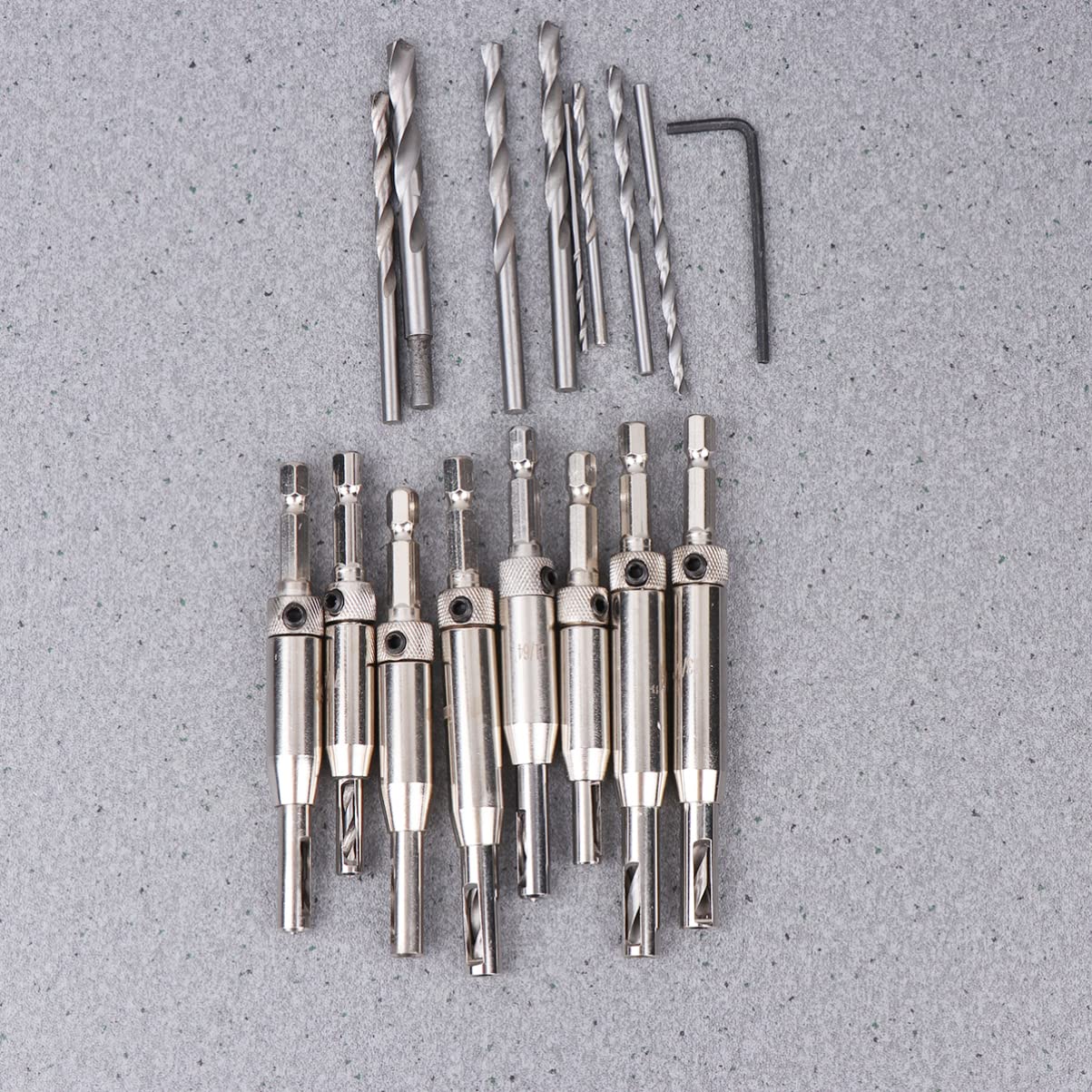DOITOOL HSS Countersink Drill Bit Set - 8 Sizes Hex Shank for Chipboard, Particle Board & Hinge Installation - Perfect for Woodworking, Cabinetry & DIY Projects