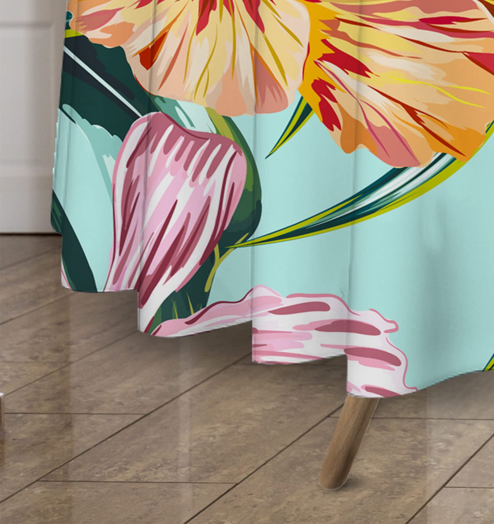 Vantaso Tropical Flamingo Palm Leaf Print Round Tablecloth - 60 Inch Waterproof Polyester Table Cover for Kitchen, Dining, Coffee Table | Machine Washable, Wrinkle Resistant | Perfect for Outdoor Picnics, Beach Parties & Tropical-Themed Decor
