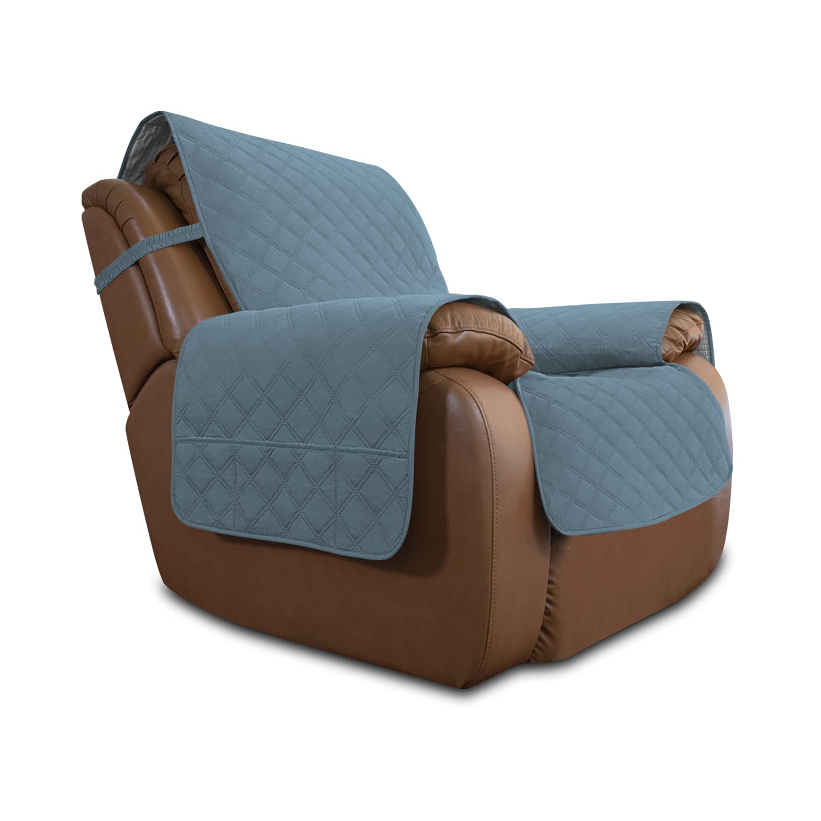 Waterproof Oversized Recliner Sofa Slipcover - Non-Slip Washable Furniture Protector for Pets & Kids - Light Blue Stretchable Couch Cover for Living Room, Home Theater & Family Gatherings