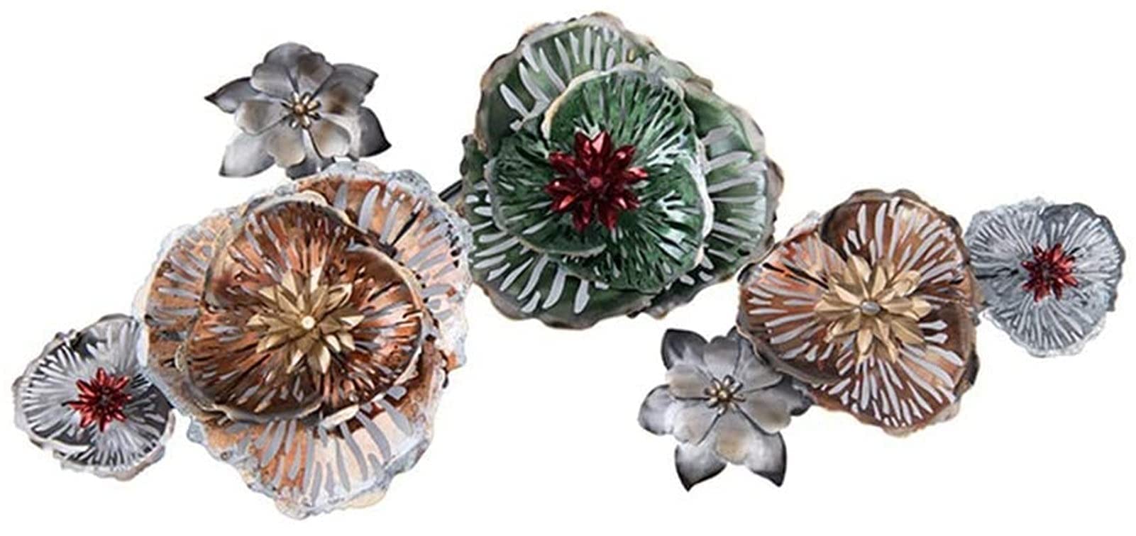 Large Metal Wall Art Decor - 3D Wrought Iron Flower Wall Hanging with Colorful Hollow Design for Indoor & Outdoor Garden Decoration | Perfect for Living Room, Bedroom, Patio, and Yard Decor