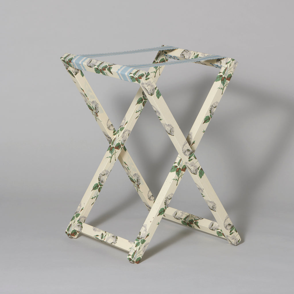 Vintage Colefax & Fowler Print Luggage Stand - Standard Size for Travel & Hotel Room Organization