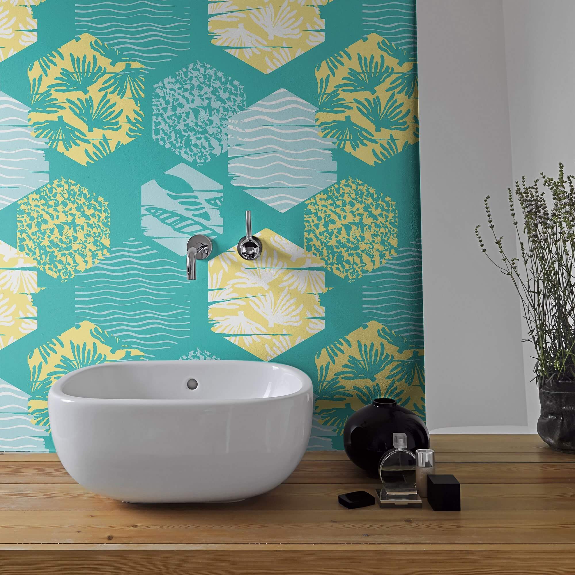 Retro Yellow and Mint Green Peel and Stick Removable Wallpaper for Teens - Self-Adhesive Decorative Wall Covering for Bedroom, Dorm, or Nursery Decor