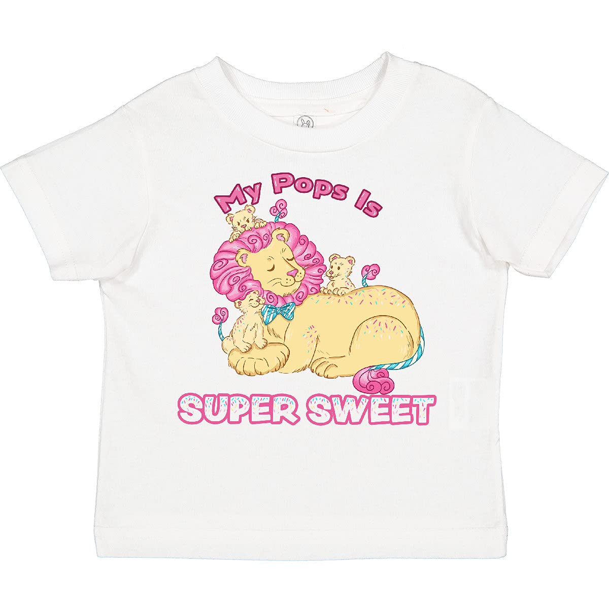 Inktastic My Pops is Super Sweet Cotton Candy Lions Toddler T-Shirt - Pink Cute Graphic Tee for Girls, Birthday Gift, Casual Playdate Outfit