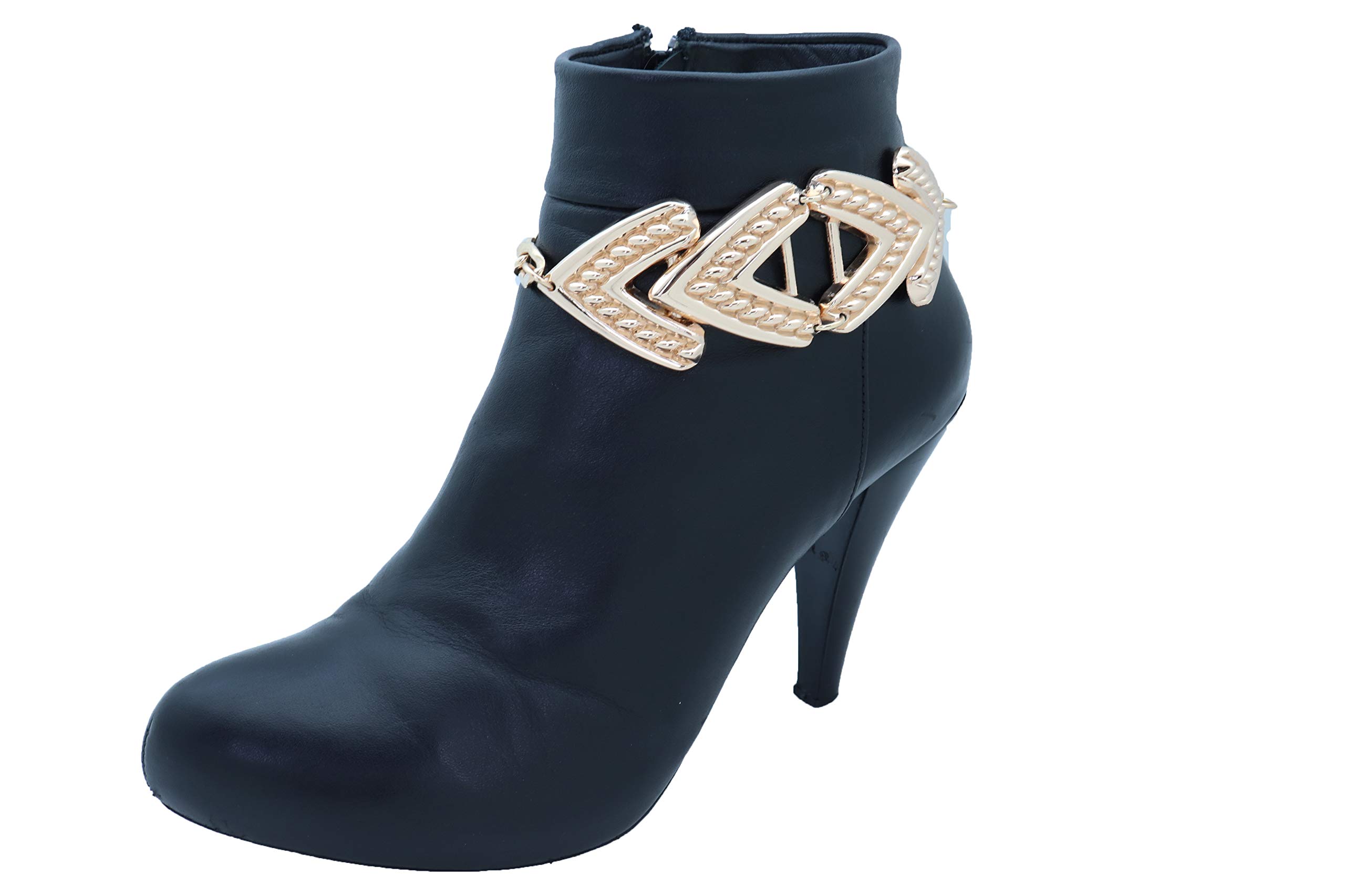 TFJ Women's Western Boot Chain Metal Bling Bracelet - Retro Style Arrow Anklet Strap for High Heels - Gold Color Charm Accessory - Perfect for Cowgirl Outfits, Country Concerts & Western Fashion