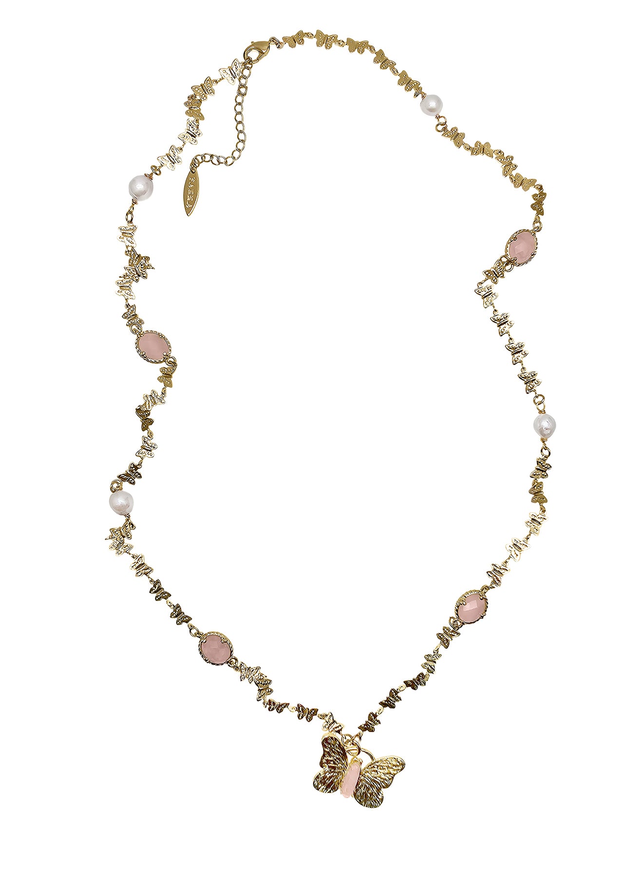 Rose Quartz Butterfly Pendant Necklace for Women - Elegant Long Crystal Jewelry for Healing, Love & Positive Energy | Perfect for Gifts, Meditation & Spiritual Healing
