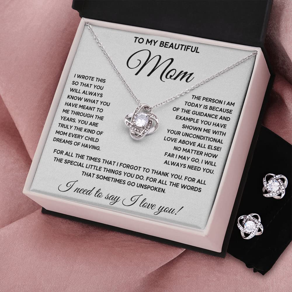Personalized Mom Necklace - Sterling Silver Pendant Jewelry for Mother's Day, Christmas Gift from Son with Message Card & Gift Box | Cubic Zirconia Gemstone Necklace for Women | Perfect Birthday, Anniversary or Special Occasion Present