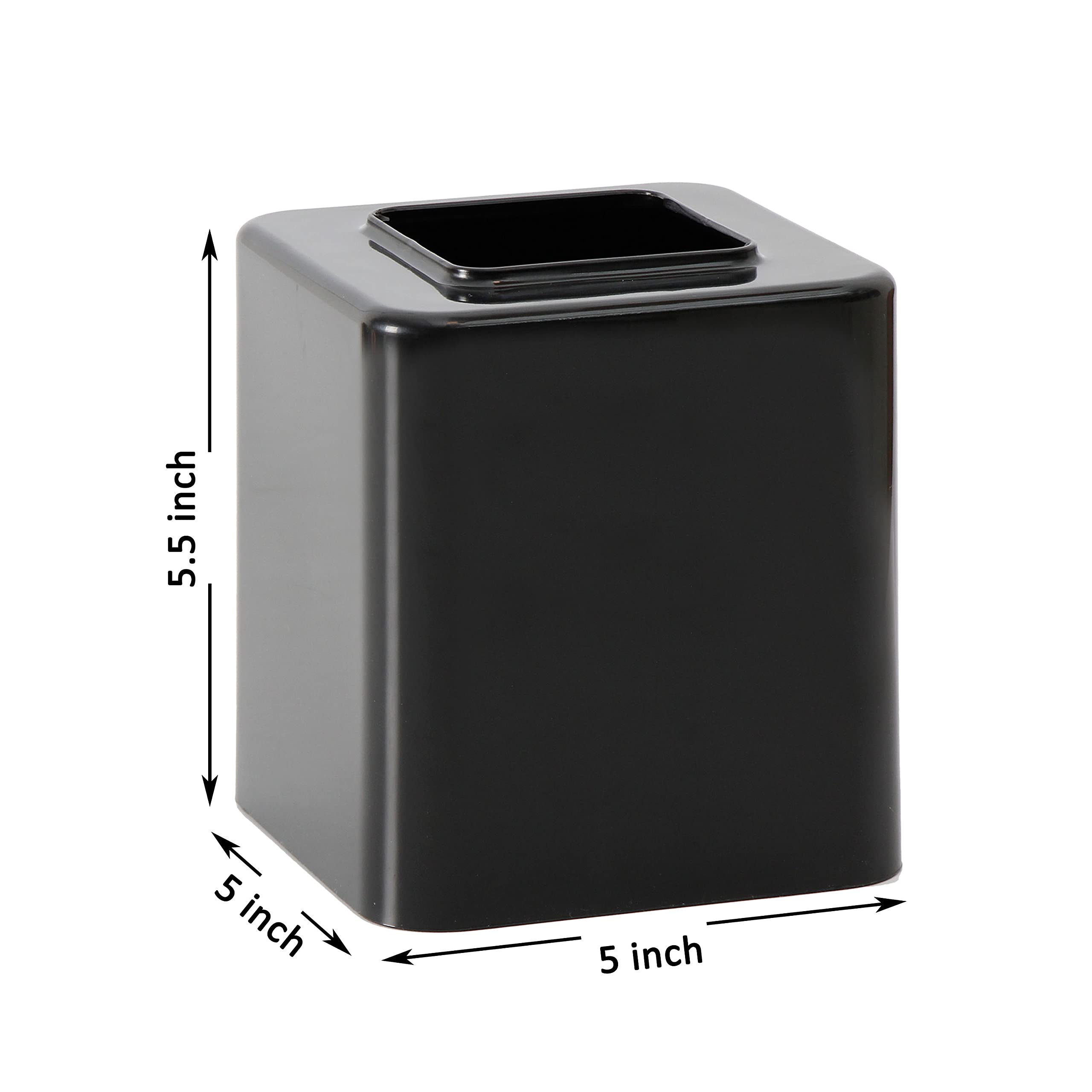 Youngever 2 Pack Black Plastic Square Tissue Box Cover Holder for Home Office Decor - Tissue Dispenser & Napkin Organizer for Living Room, Bedroom, Kitchen, Bathroom
