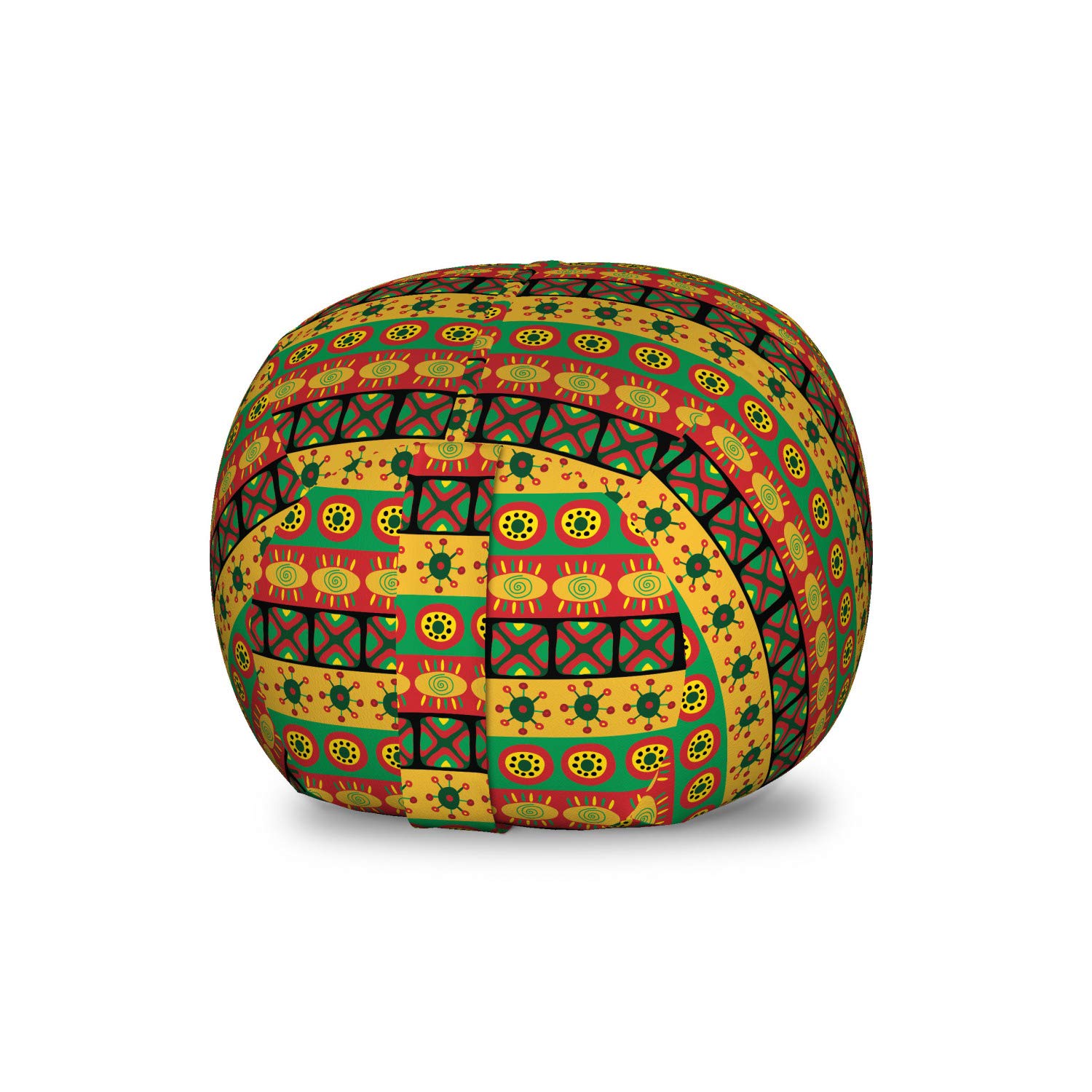 Ambesonne Tribal Toy Storage Bag Chair - Washable Stuffed Animal Organizer with Classic Cultural Circle & Square Motifs, Small Multicolor - Perfect for Kids' Room, Nursery & Playroom Organization