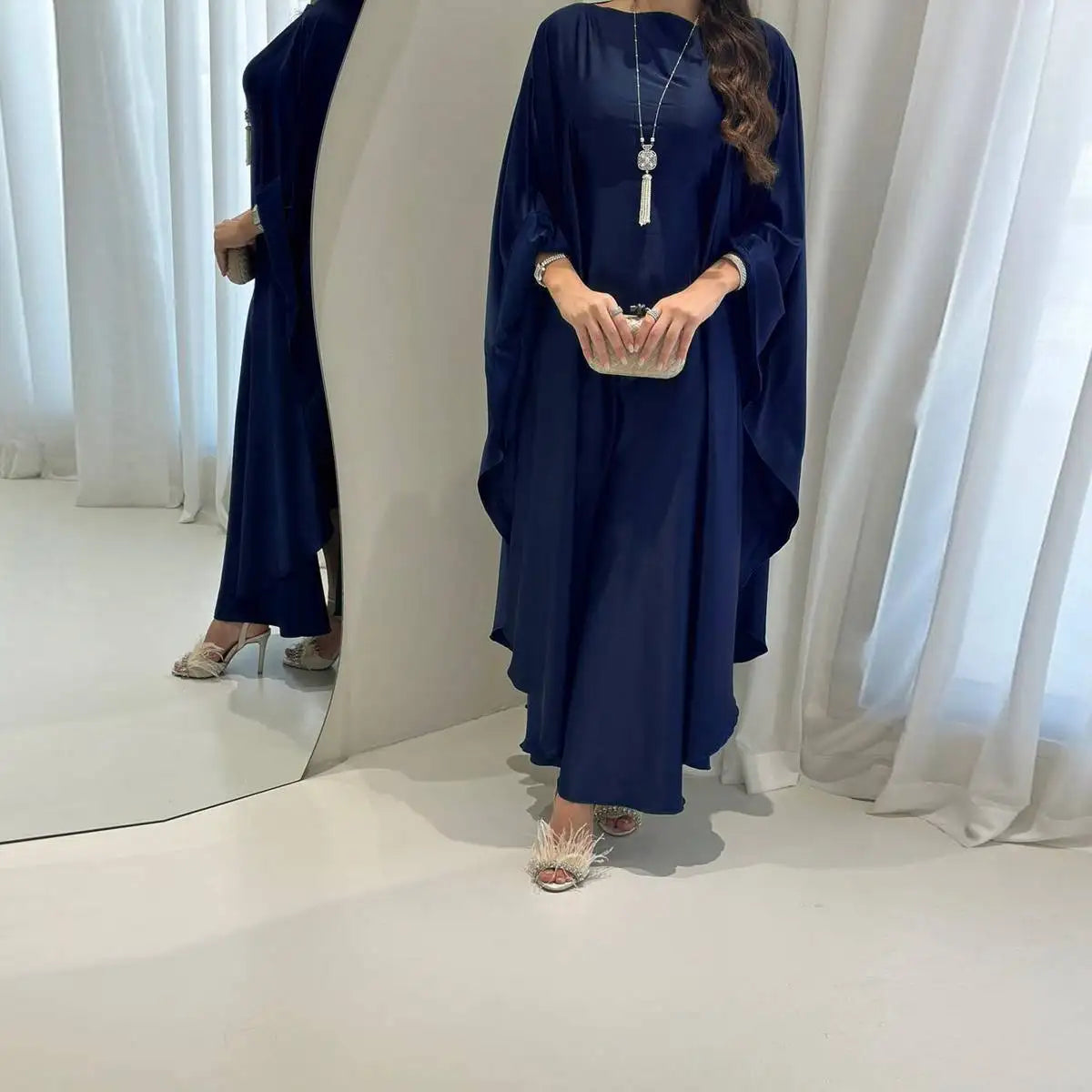 Urgarment Farasha Abaya Dress with Batwing Sleeves - One Size Fits All (#25096) | Elegant Muslim Women's Prayer Dress for Mosque & Special Occasions
