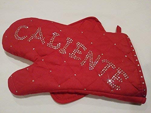 Red Rhinestone 2-Piece Oven Mitt Set - Heat Resistant Kitchen Gloves for Baking & Cooking - Perfect for Holiday Cooking, BBQ, and Home Kitchen Use