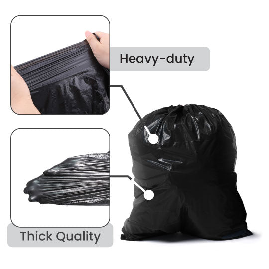 30X 34 Heavy Duty Trash Bags - 0.35 Mil Thickness, 44 Count (YK3034) - Perfect for Kitchen, Office & Outdoor Waste Disposal