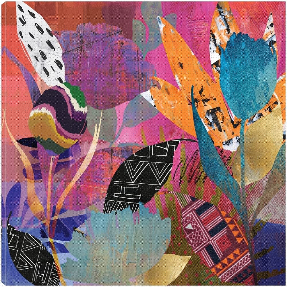 Flower Power Canvas Wall Art - 37x37 Inch Modern Abstract Painting by Nikki Chu - Ready to Hang Home Decor for Living Room, Bedroom, Office & More - Perfect for Boho, Contemporary & Farmhouse Interiors