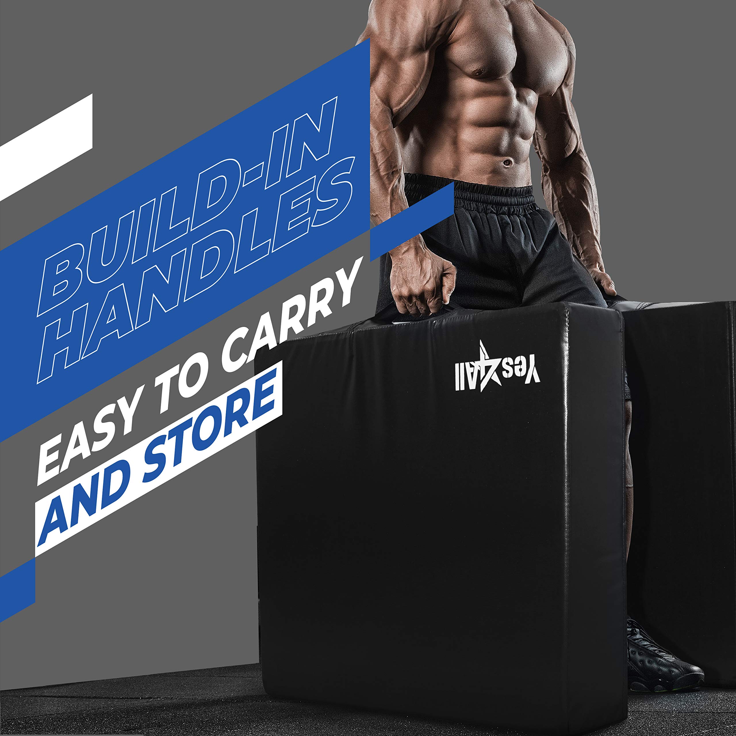 Yes4All Weightlifting Drop Pads with PVC Cover & Carry Handles - Pair of Gym Floor Protection Mats for Deadlifts, Olympic Lifting & Home Workouts - Durable Silencer Pads for Noise Reduction