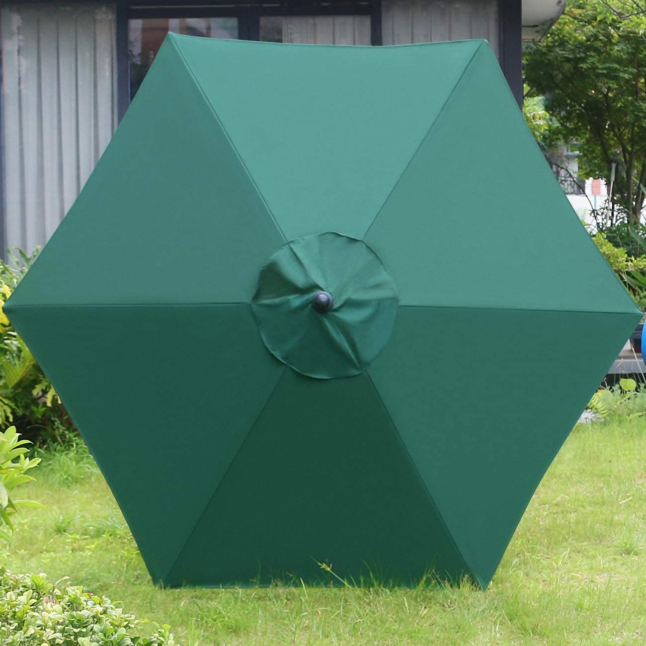 Sunnyglade 7.5 Foot Outdoor Patio Umbrella with 6 Ribs - Heavy Duty Dark Green Cantilever Umbrella for Garden, Pool & Backyard | Includes 18 Inch 30.2 lbs Bronze Weighted Base for Stability - Perfect for Outdoor Dining, Lounging and Shade Protection