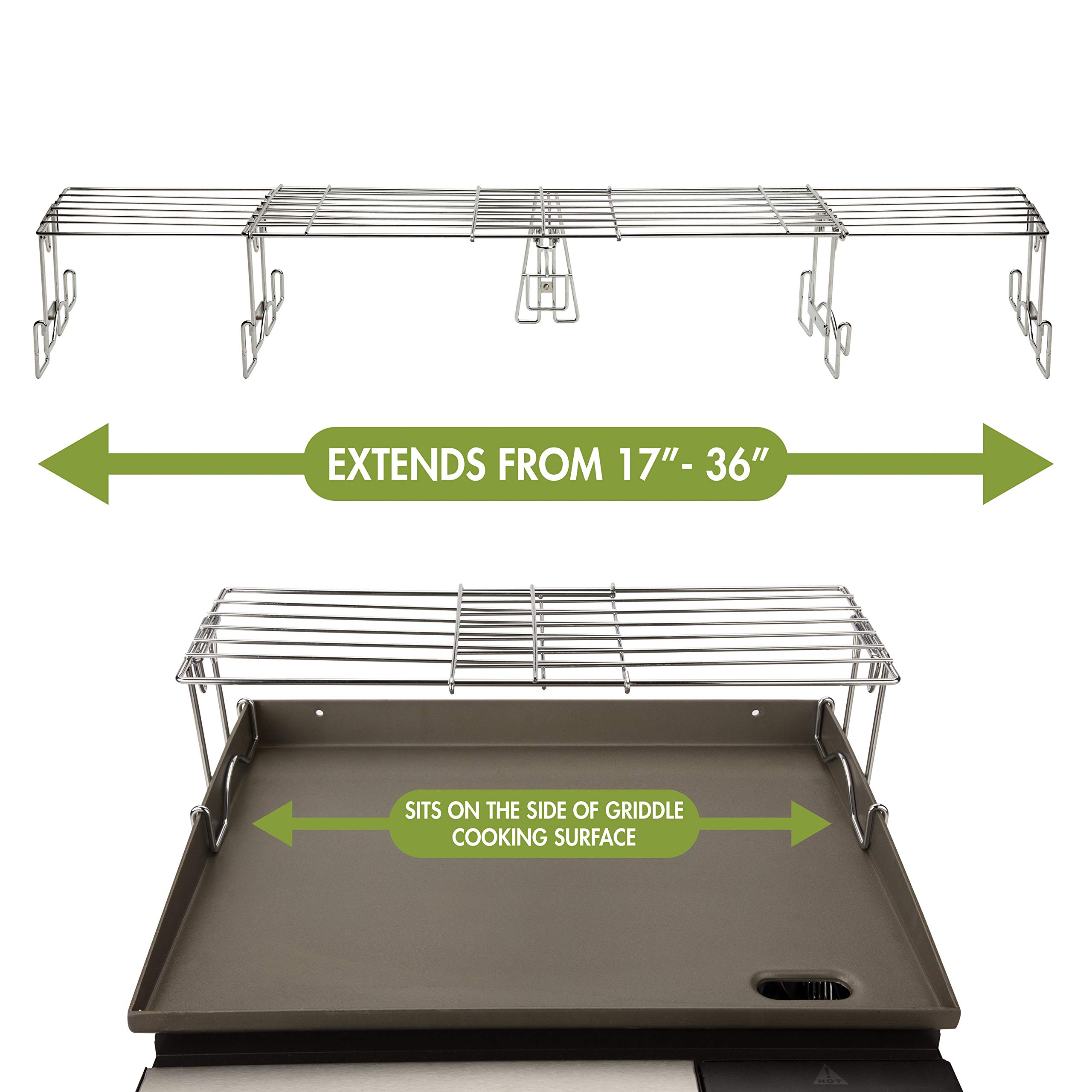 Cuisinart Adjustable Griddle Warming Rack CAWR-036 - Premium Stainless Steel Cooking Accessory for Pancakes, Burgers & Breakfast - Perfect for Home Kitchen & Outdoor BBQ