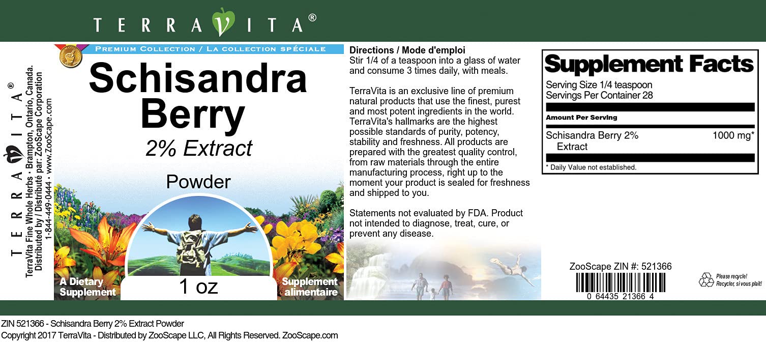 Premium Organic Schisandra Berry Powder 2% Extract (1 oz) - Natural Energy Booster & Stress Relief - Perfect for Smoothies, Teas, and Wellness Supplements