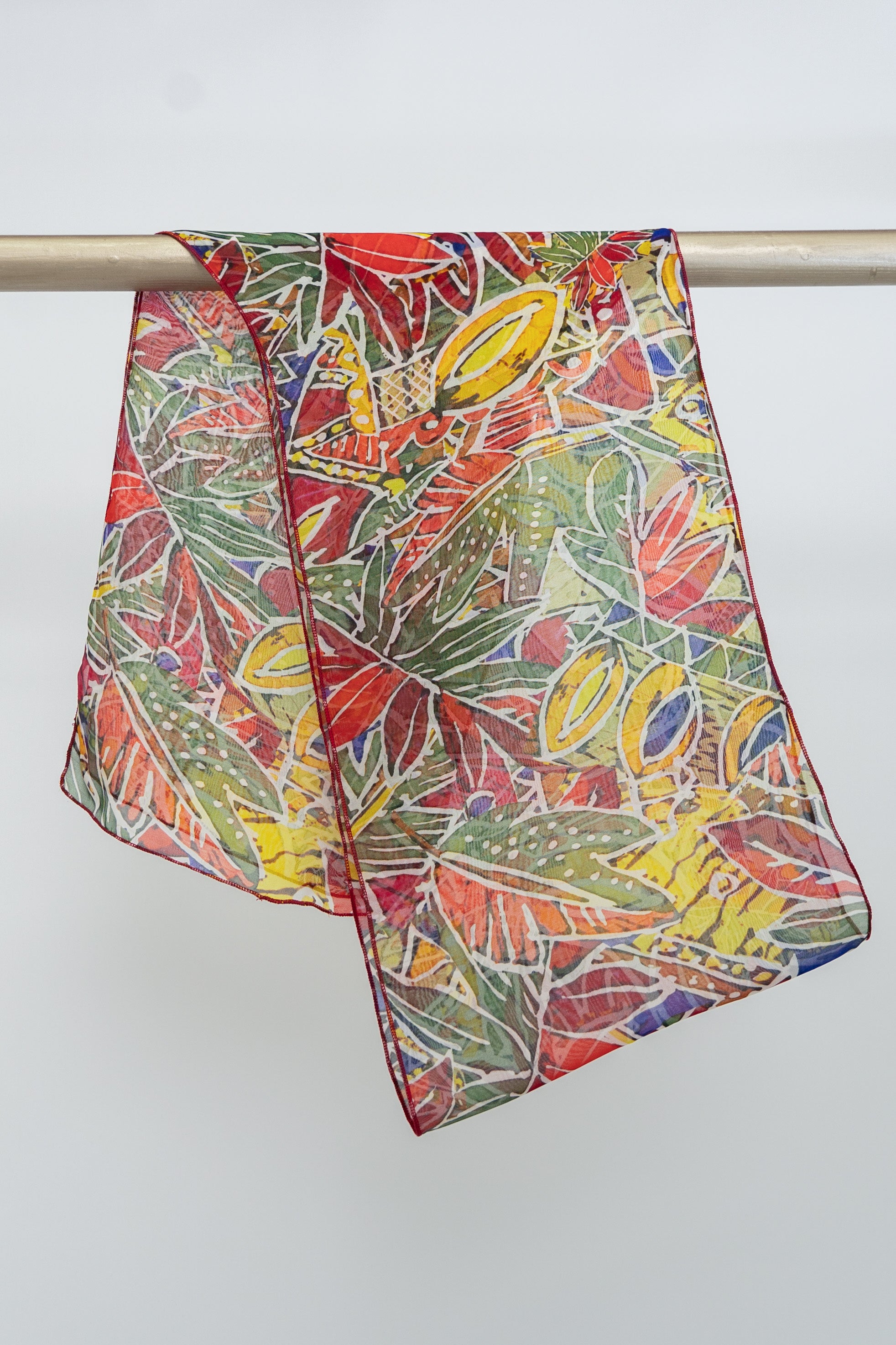 Elegant Large Silk Scarf - Tropical Floral Print - Perfect for Travel, Beach Cover-Up & Fashion Accessories