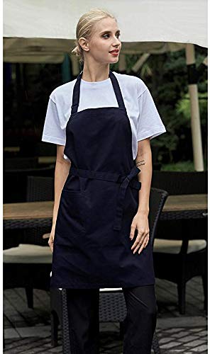 Premium Unisex Chef Apron with Pockets - Navy Blue Kitchen Cooking Apron for Professional Chefs & Home Cooks - Perfect for BBQ, Baking, Grilling & Culinary Classes