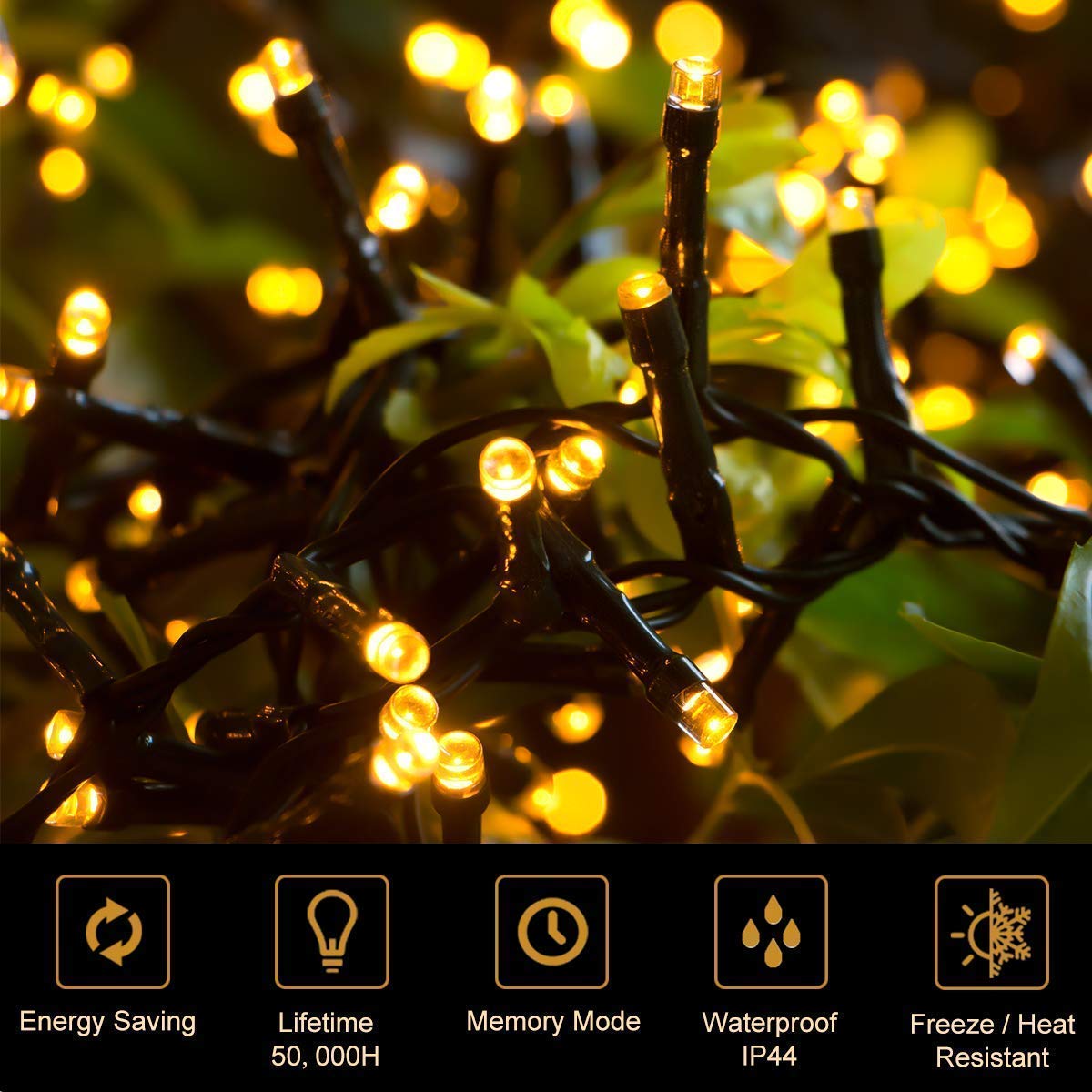 Quntis 2000 LED 164ft Christmas Lights with Dark Green Wire - 8 Lighting Modes, Waterproof Outdoor String Lights for Holiday, Wedding, Party, and Christmas Tree Decor - Warm White for Cozy Indoor & Outdoor Ambiance