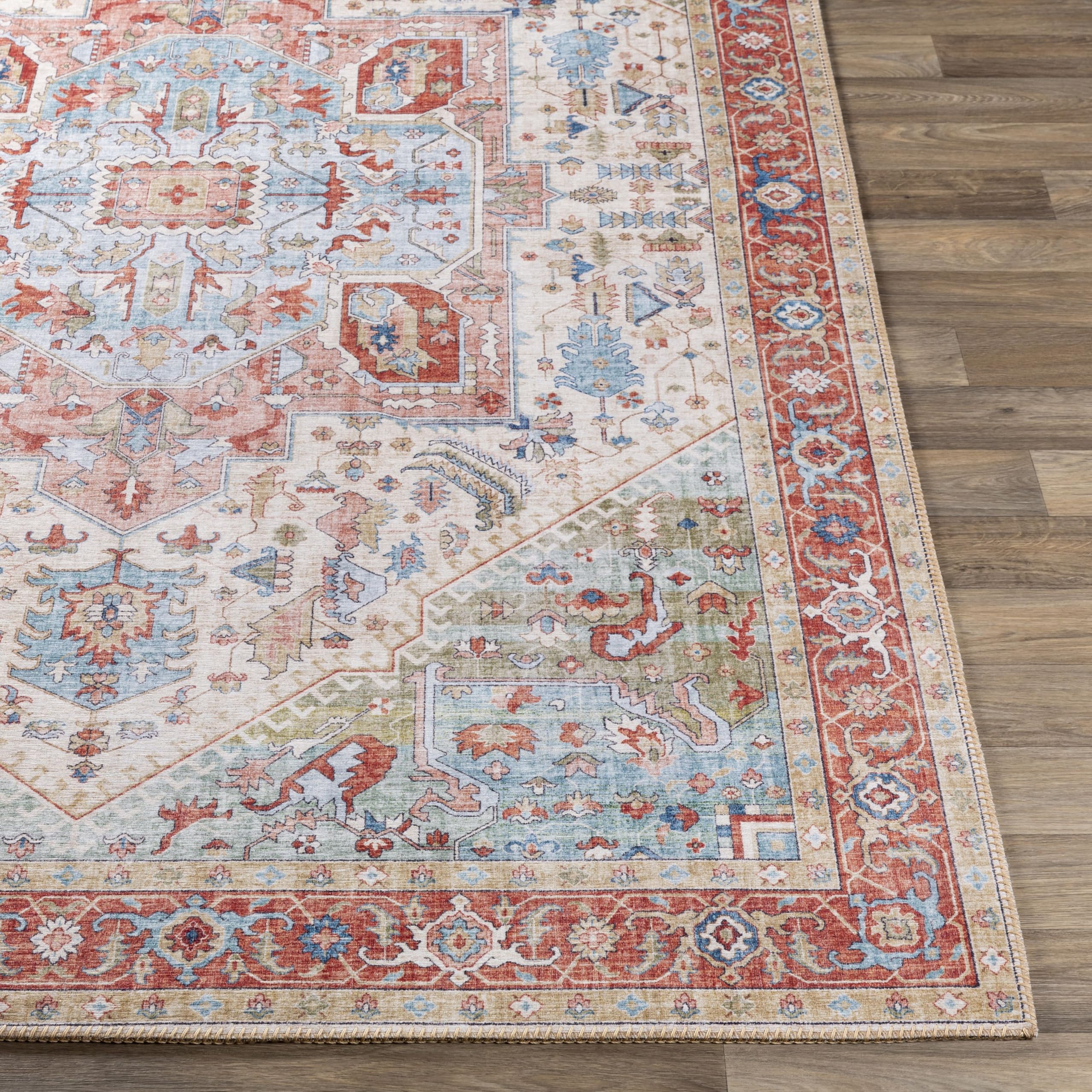 Mark&Day 4x6 Traditional Beige Area Rug - Soft Plush Carpet for Living Room, Bedroom, Kitchen - Non-Slip Comfortable Floor Mat (3'6