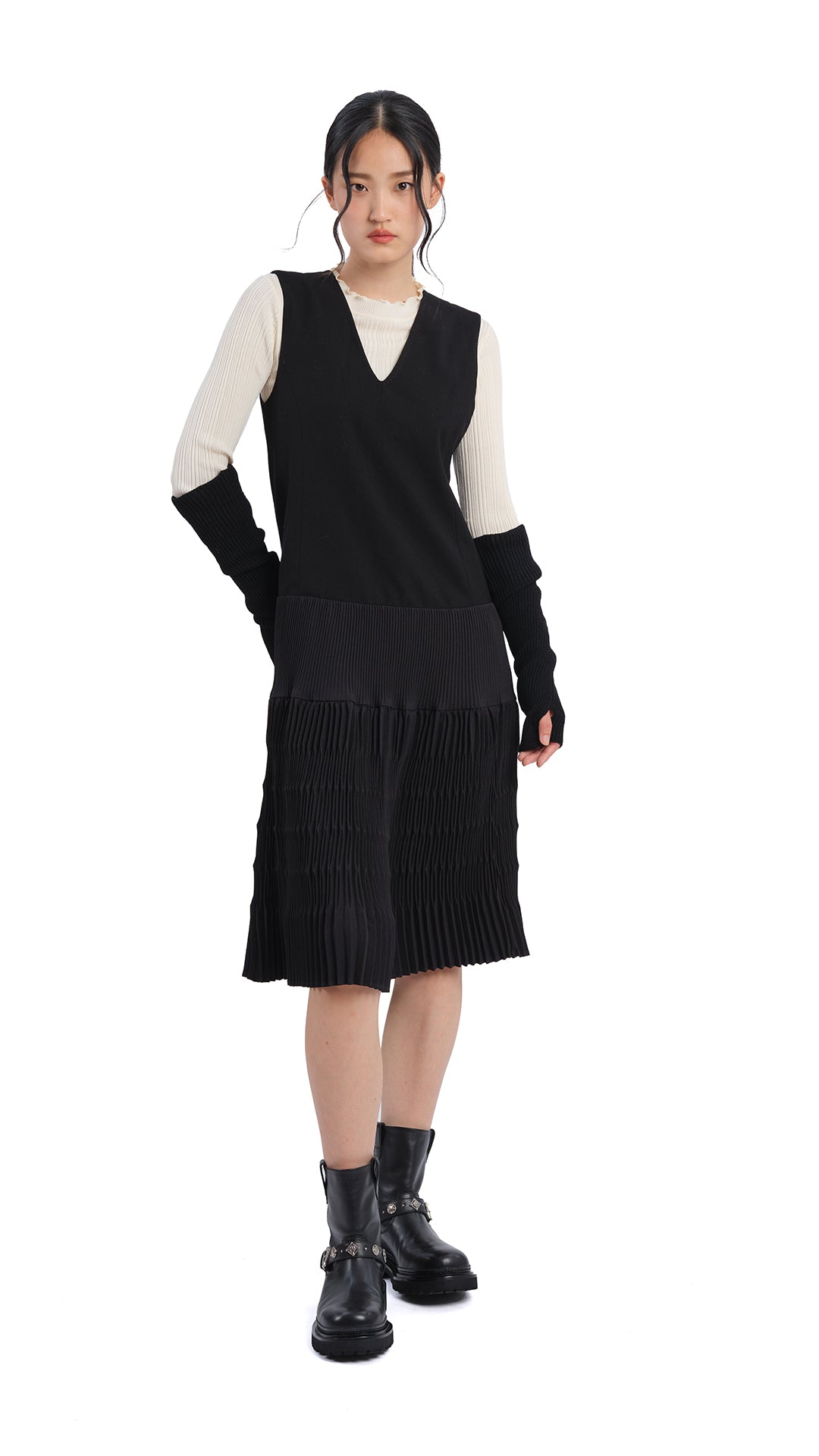 Elegant Olive Green Pleated Midi Dress for Women - Perfect for Office, Party & Special Occasions