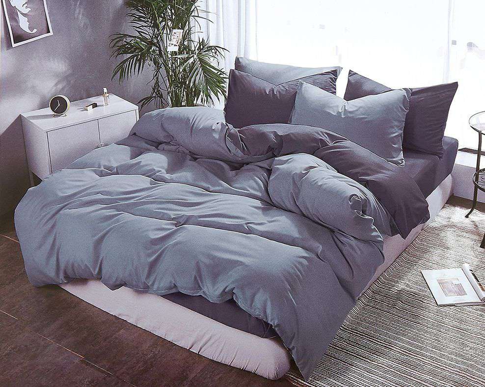1000 Thread Count Reversible King Size Grey Duvet Cover Set - Ultra Soft Luxury Bedding for Master Bedroom & Guest Room
