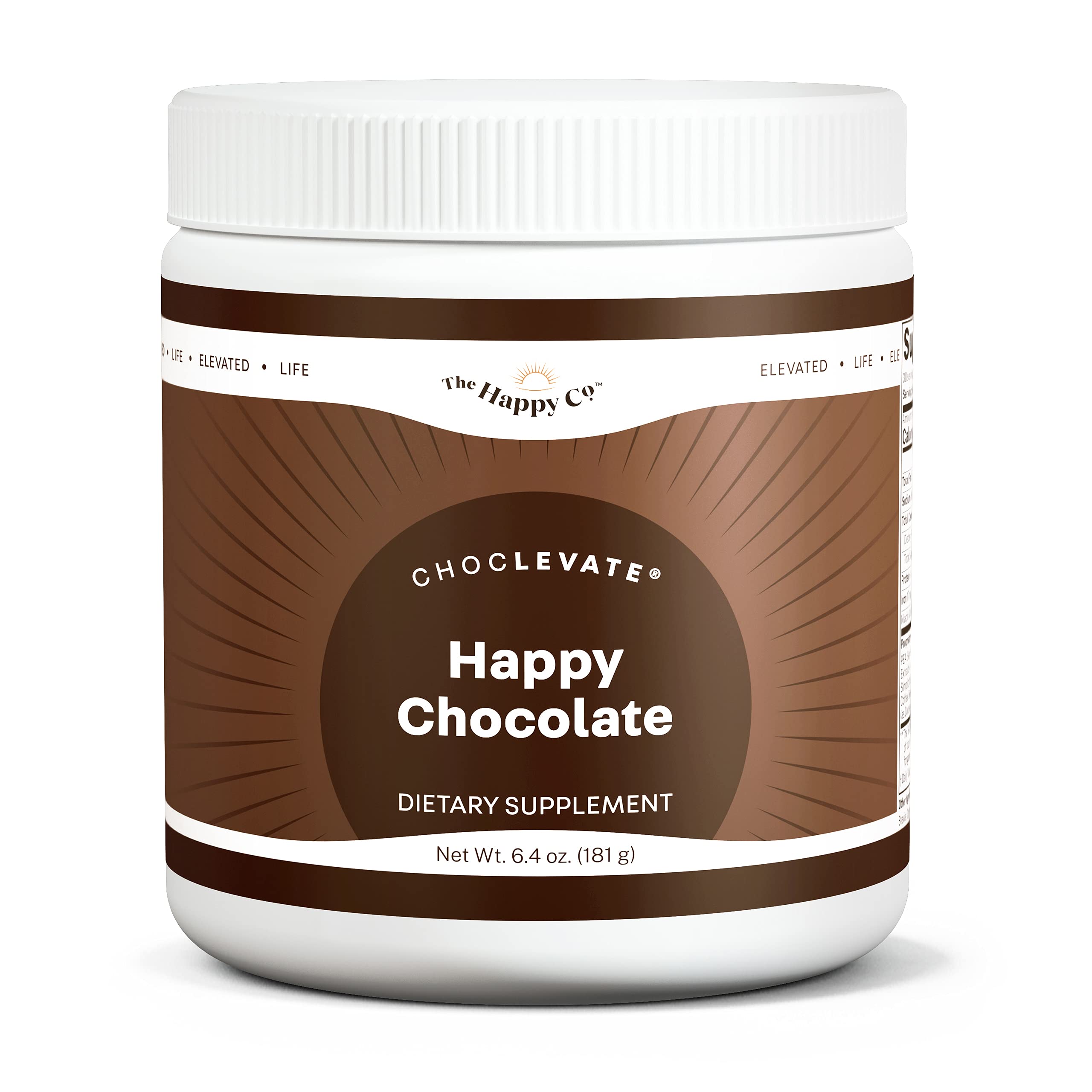 Nootropic-Infused Hot Chocolate Mix - The Happy Co. Choclevate Happy Chocolate Powder for Mental Focus, Energy & Happiness - 6.4 Oz (30 Servings) - Perfect for Morning Boost, Study Sessions & Relaxation