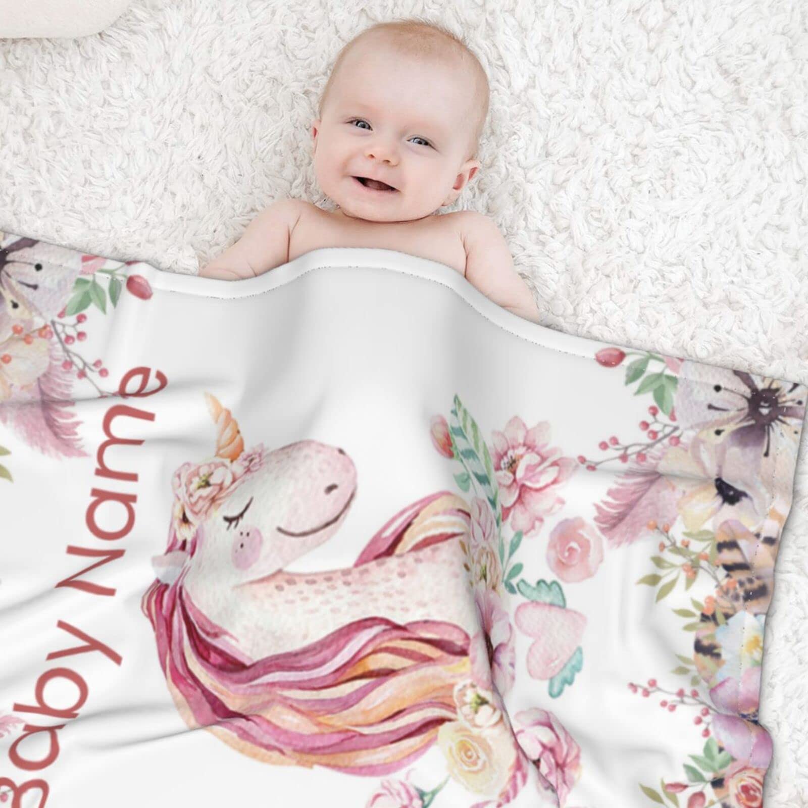 Personalized Baby Blanket with Name - Custom Embroidered Baby Girl Gift Set, Soft Newborn Blanket for Nursery, Christening & Photo Shoots - Perfect Baby Shower Present & Must-Have Infant Essentials