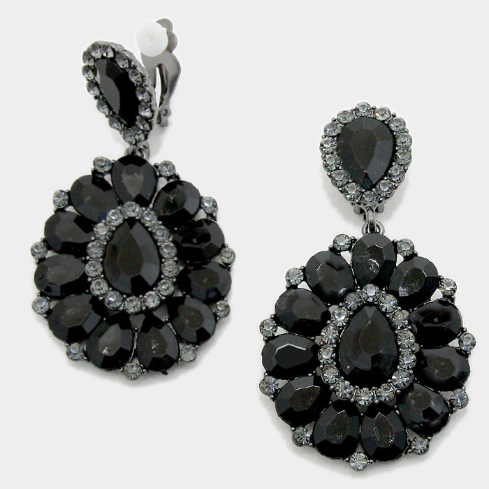 Elegant Black Clip-On Pageant Earrings for Women - Perfect for Prom, Wedding & Special Occasions