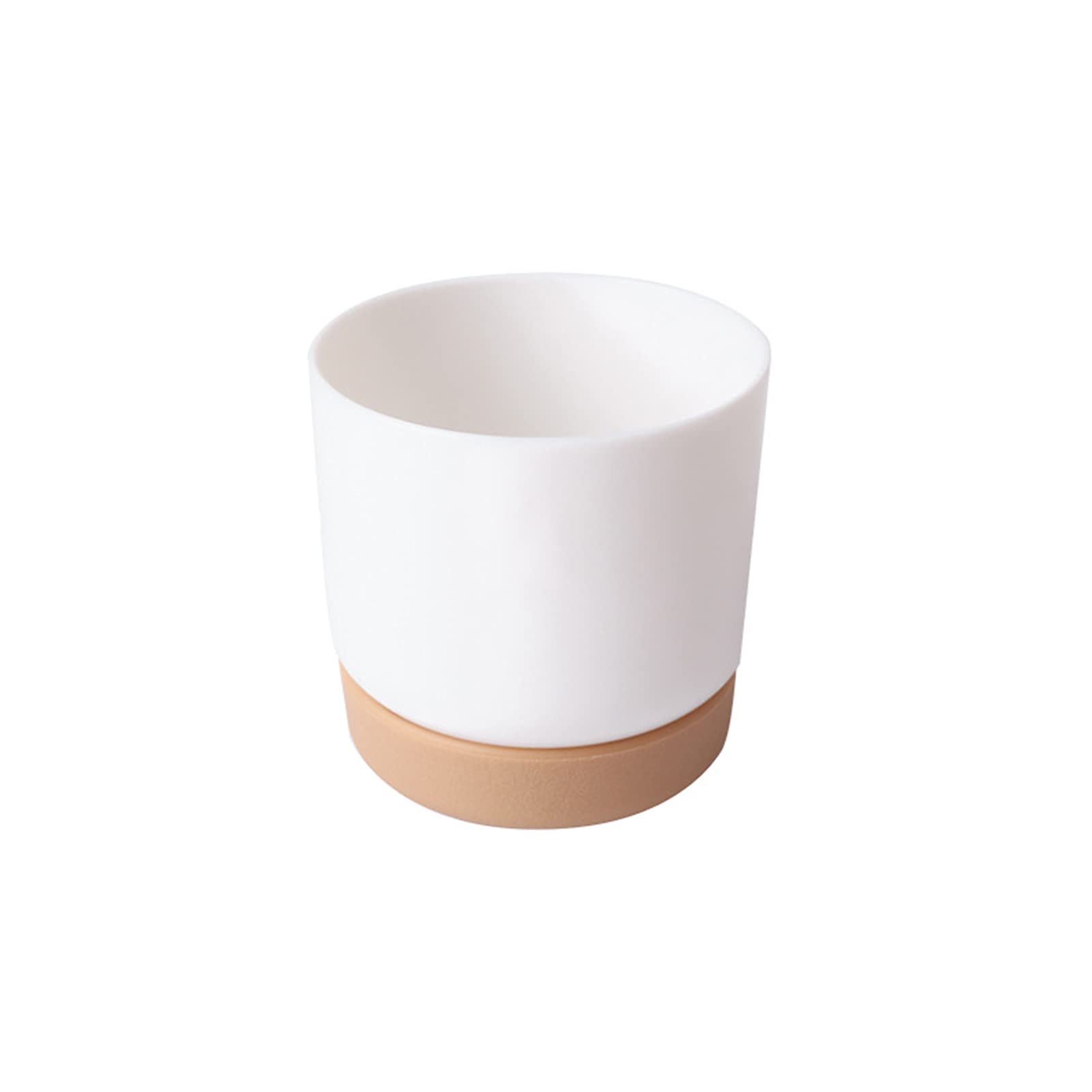 NUZYZ White Ceramic Flower Pot with Drain Hole & Tray - Small Lightweight Plant Pot for Indoor Plants, Home & Office Decor - Self-Watering Planter for Succulents, Herbs & Flowers (Perfect for Windowsills, Desks & Shelves)