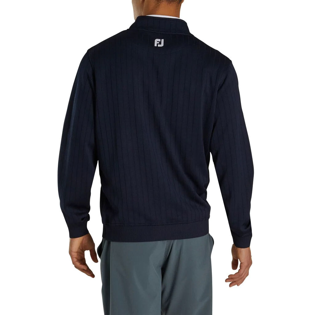 FootJoy Men's Drop Needle Half Zip Golf Pullover - Navy Blue Performance Golf Sweater for Cool Weather & On-Course Comfort
