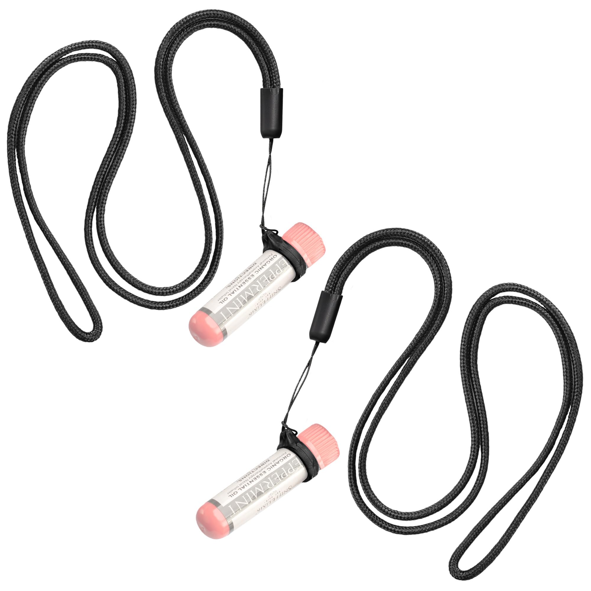Stretchy Black Silicone Lanyard Set - 2 Pack for Aromatherapy, Lip Balm & Pens
