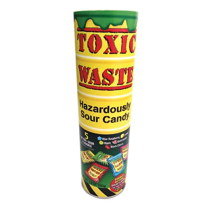 Toxic Waste Hazardously Sour Candy - 9 Inch Tube of Extreme Sour Hard Candy - Perfect for Halloween, Pranks, and Sour Candy Challenges