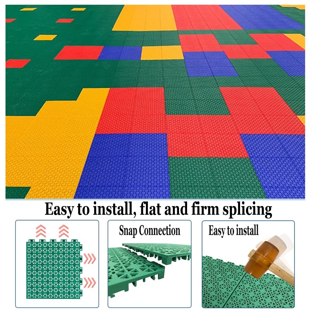 25CM Modular Interlocking Sports Floor Tiles - Weatherproof Outdoor Flooring with Drain Holes for Playground, Gym & Backyard - Perfect for Kindergarten, Sports Courts & Home Fitness Areas