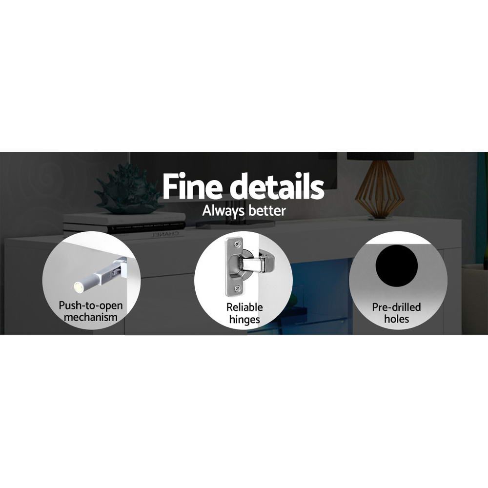 Artiss 160cm White Bobi Entertainment TV Stand with LED Lighting - Perfect for Living Room, Bedroom & Home Theater Setup