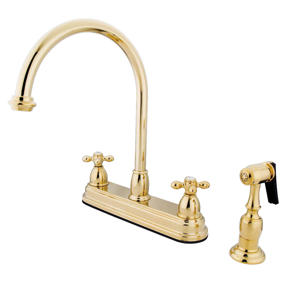 Kingston Brass KB3752AXBS Restoration Centerset Kitchen Faucet - High Arc Pull Down Sprayer, Oil Rubbed Bronze Finish, Commercial Grade for Modern Farmhouse & Restaurant Kitchens
