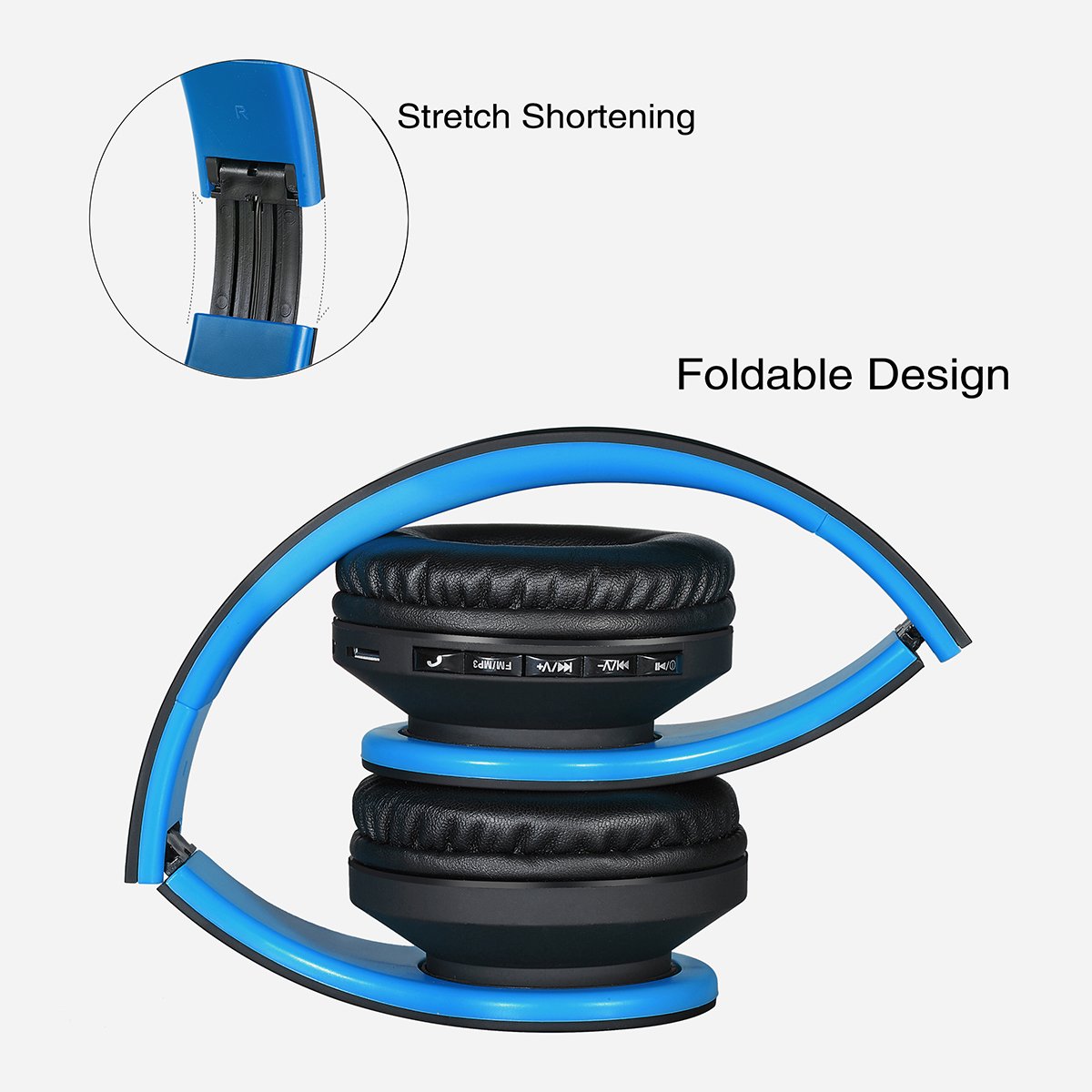 Foldable Bluetooth Over-Ear Headphones with Wired/Wireless Modes, Micro SD/TF & FM Radio - Lightweight Comfort for Travel, Office & Home Use | Perfect for Phone Calls, Music & Gaming