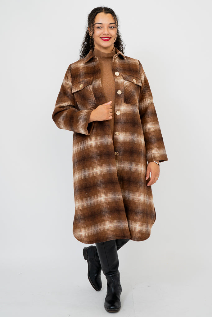 Bronwyn Coat in Cinnamon - Premium Boiled Wool Women's Winter Coat for Casual & Office Wear