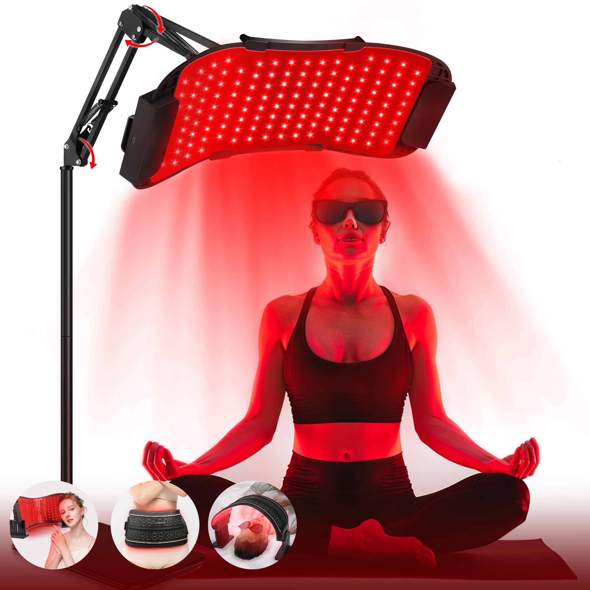 Professional 850nm Near-Infrared & Red Light Therapy Device - Full Body and Facial LED Mask for Anti-Aging, Acne Relief & Skin Rejuvenation | Home Use Beauty Equipment with Adjustable Stand | Perfect for Daily Skincare Routine & Pain Relief Therapy