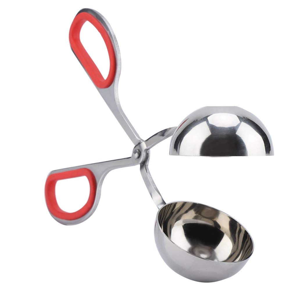 Premium Stainless Steel Meatball Maker & Rice Ball Mold - Durable Clip Tool for Perfect Homemade Meatballs, Rice Balls - Ideal for Meal Prep, Party Snacks & Asian Cooking (Red)